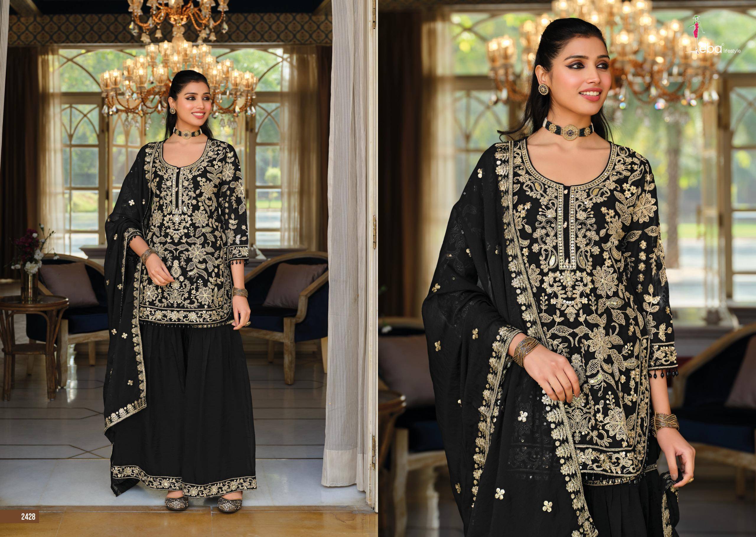 SAJDAH By Eba Lifestyle 2428 To 2429 Series Ready To Wear Heavy Chinnon Dresses At Wholesale Price